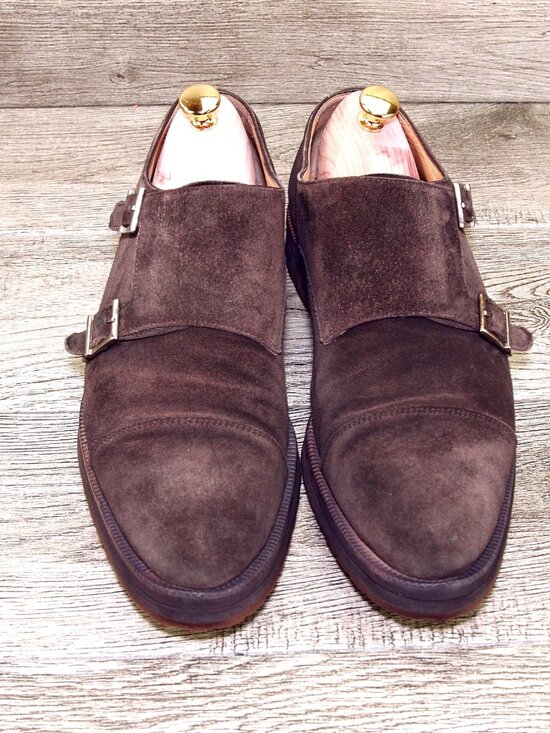 $795 Scarpe DI BIANCO Isernia Monkstrap 10 M Brown Suede SC574 * add $15 Trees main image 16